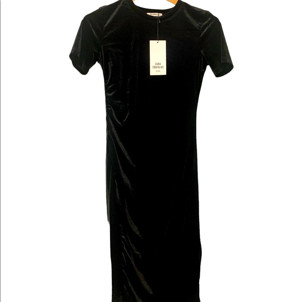 Zara Black Velvet Midi Dress